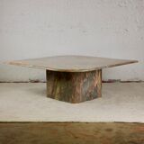 Coffee table in green marble and coral