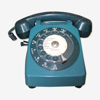 Téléphone vintage à cadran rotatif socotel s63 bleu