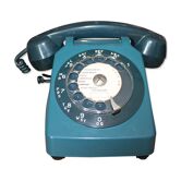 Téléphone vintage à cadran rotatif socotel s63 bleu