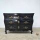 Beautiful curved tomb commode from the Louis XV period, black lacquered.