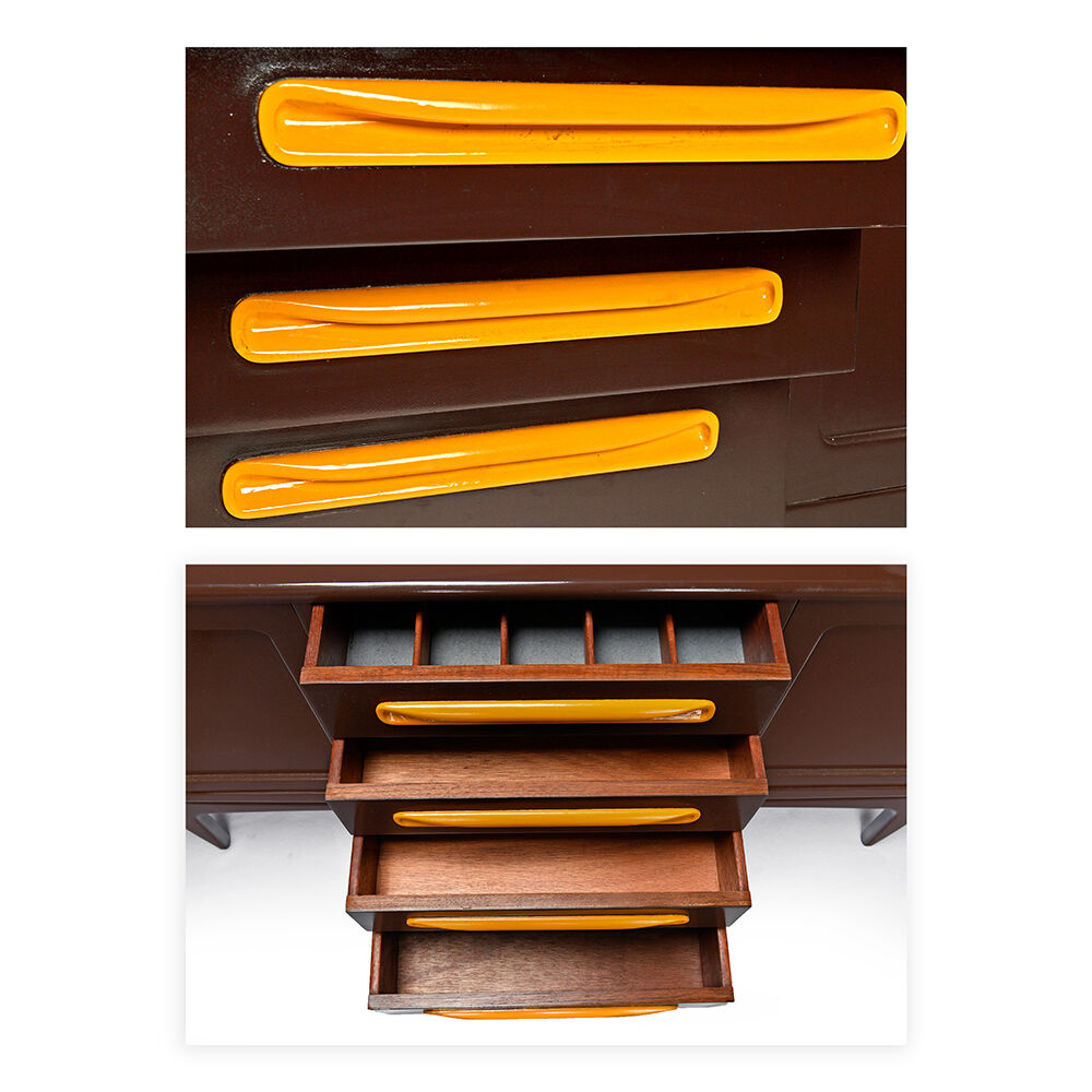 4-drawer, 2-drawer, 2-drawer, circa 1970 brown line