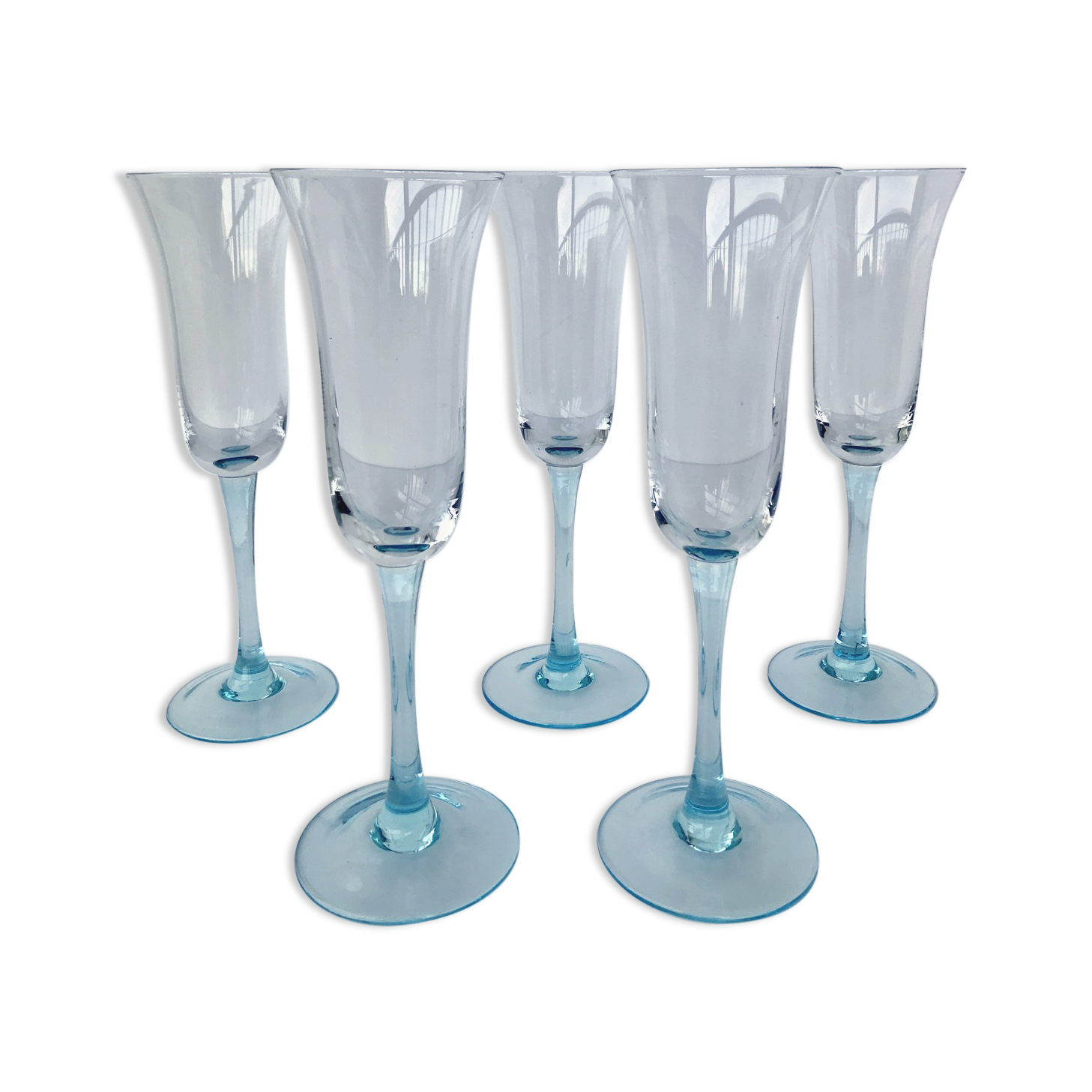 Set of 5 vintage champagne flutes