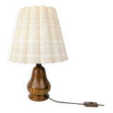 Lampe de chevet Mid Century Pied en bois massif Veinure Abat-jour courbe rose blanc brun foncé Struc