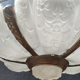 Art Deco chandelier 6 plates pressed glass bronze