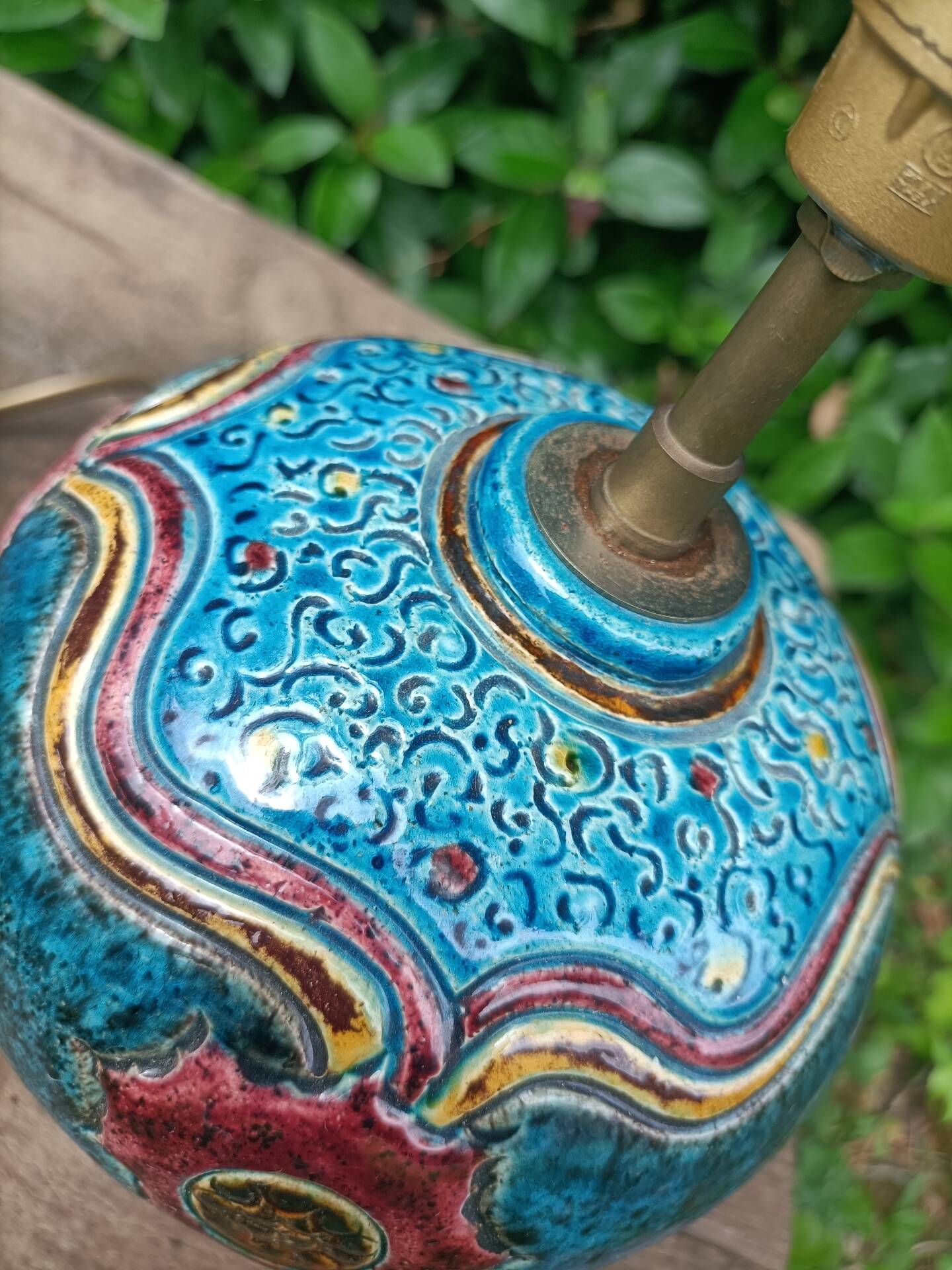 Retro signed ceramic lamp base 💐