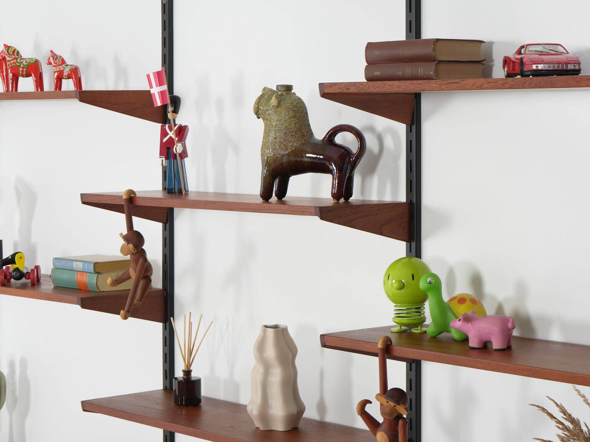 Modular shelving Kai Kristiansen, teak veneer, Danish design 1960s