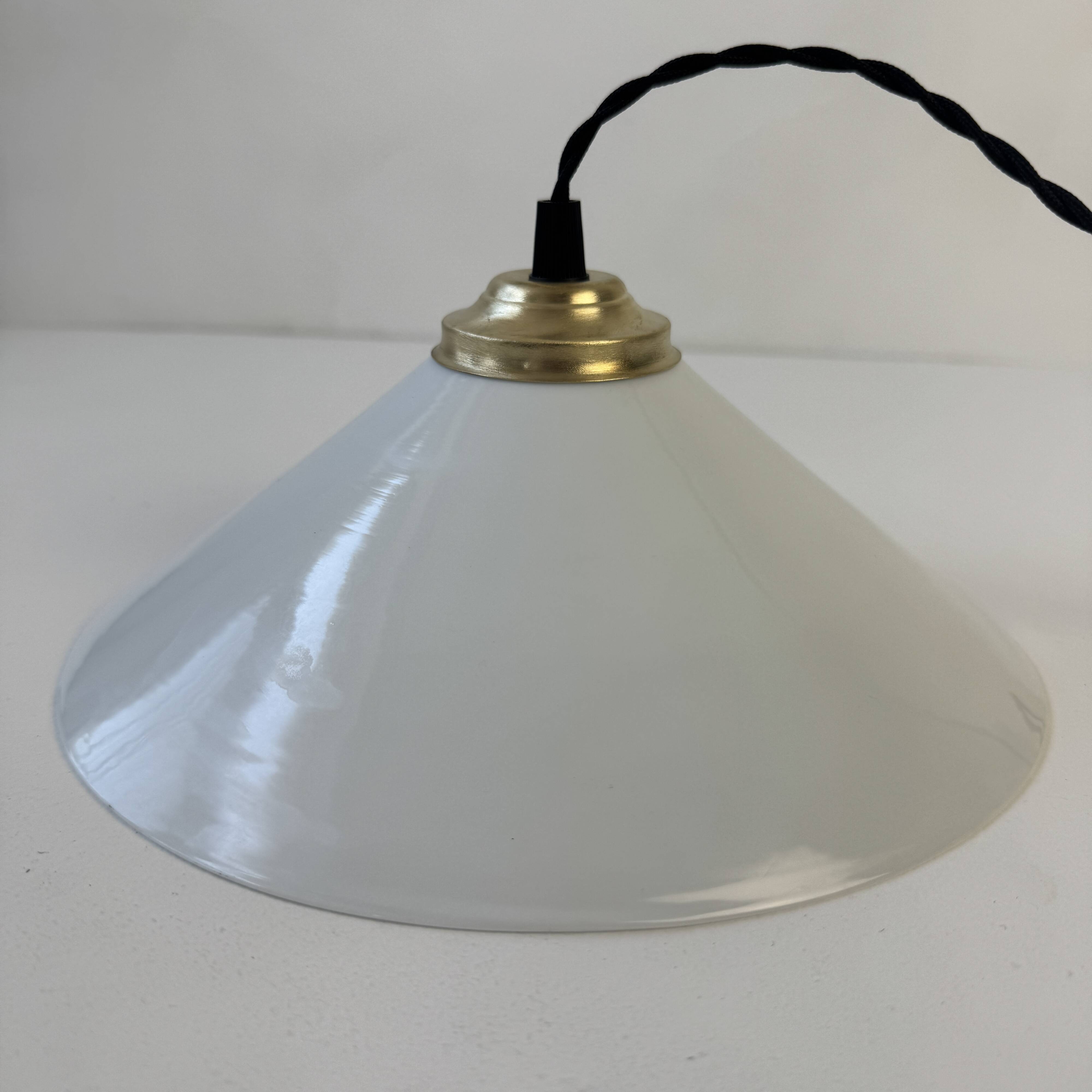 Antique vintage opaline conical pendant light