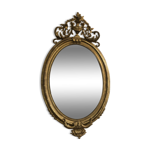 Miroir ovale doré à
