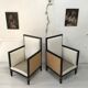 Pair of blackened wood armchairs