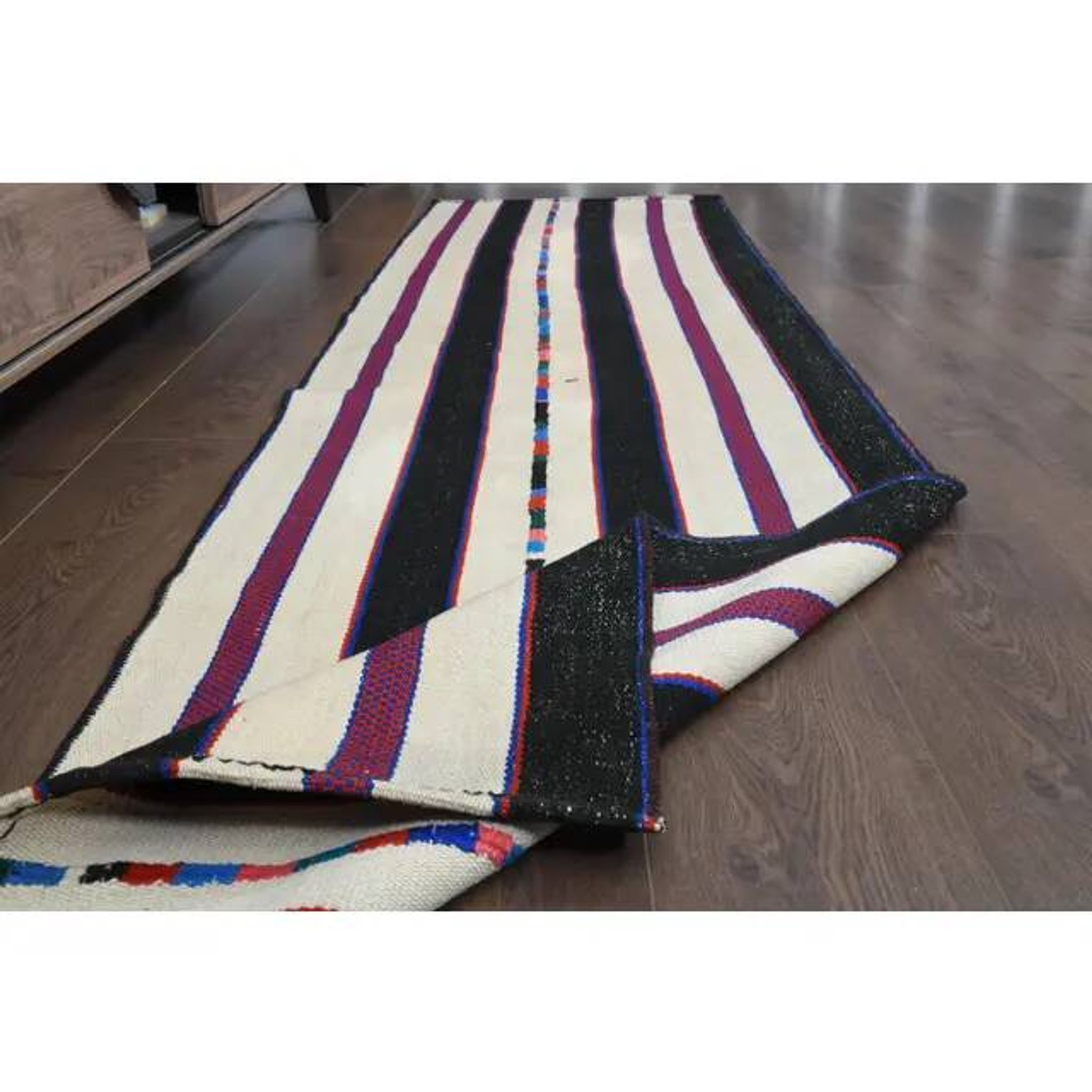 1970s vintage Turkish Oushak handmade wool cotton white runner rug 73x265