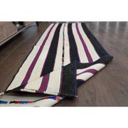 1970s vintage Turkish Oushak handmade wool cotton white runner rug 73x265