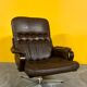 Scandinavian brown leather  swivel chair 1960s