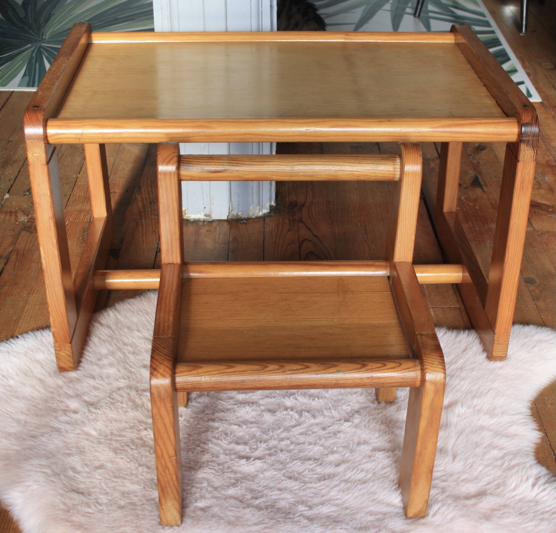 Bureau et chaise enfant brutaliste