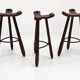 Set of 3 Vintage Brutalist Marbella Stools by Sergio Rodrigues