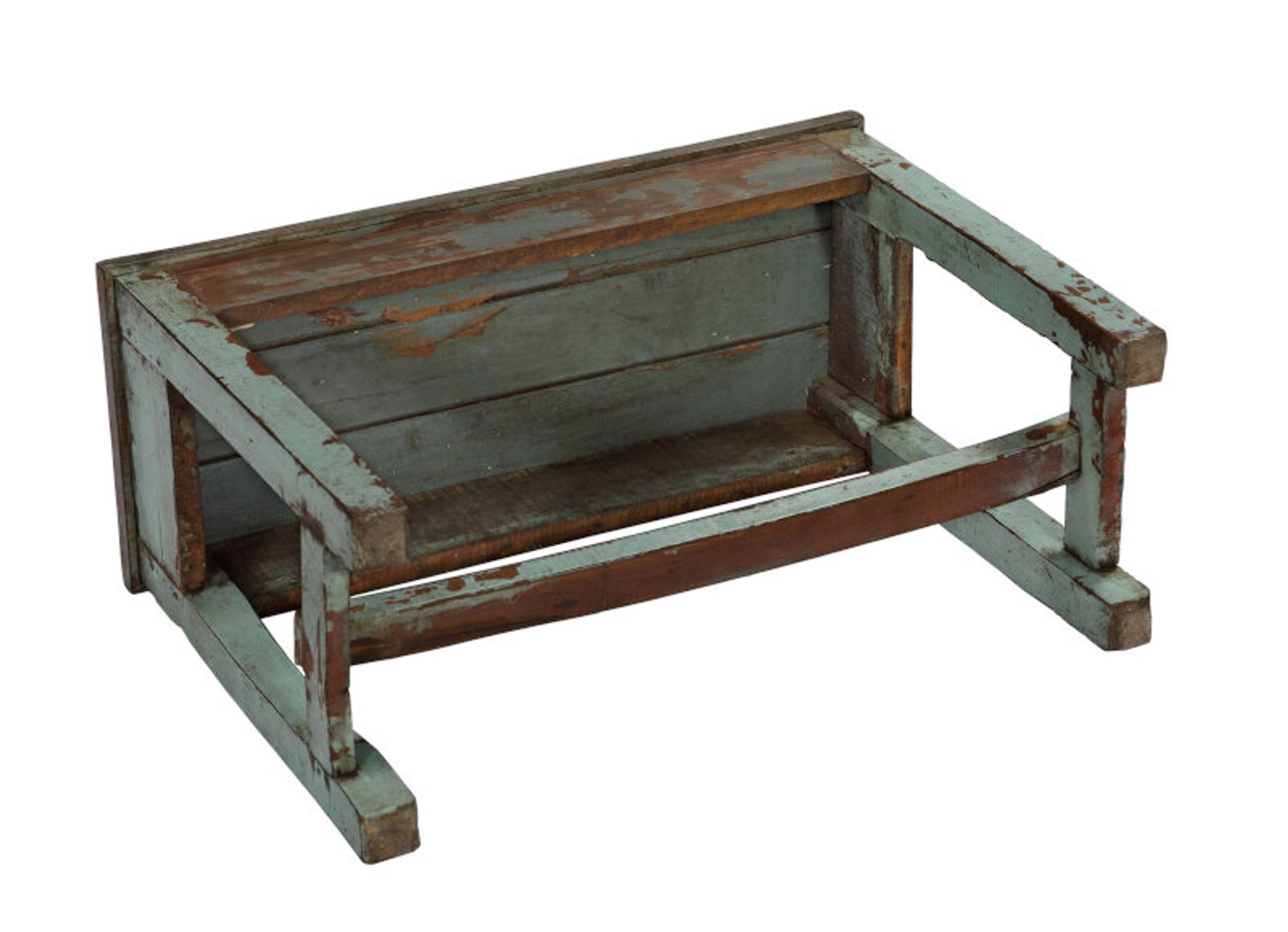 Indian bench blue wood old teak vintage patina and original piece 70x30x52cm