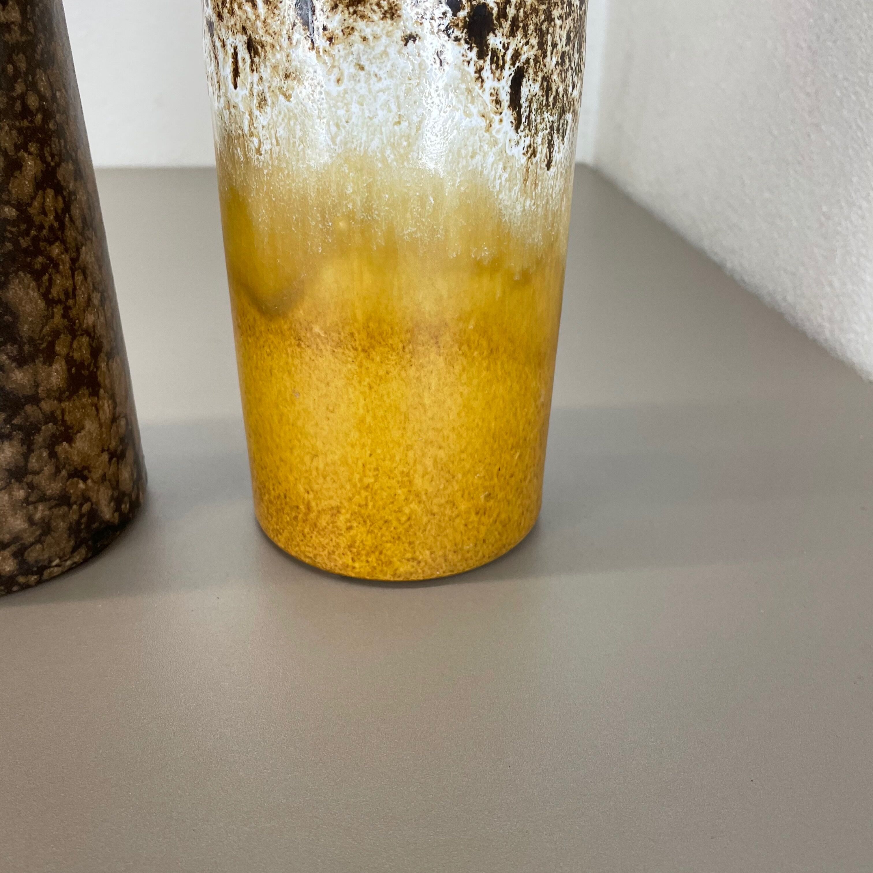 Set of 4 vintage pottery fat lava vases made by Scheurich, Germany, 1970s