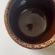 Service of 6 coffee cups in handcrafted glazed ceramic, amber brown, 1970.