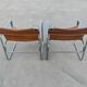 Pair of tubular lounge chairs in Bauhaus style, leather, Jox Interni, 1970s.