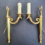 Pair of bronze wall sconces in Empire style