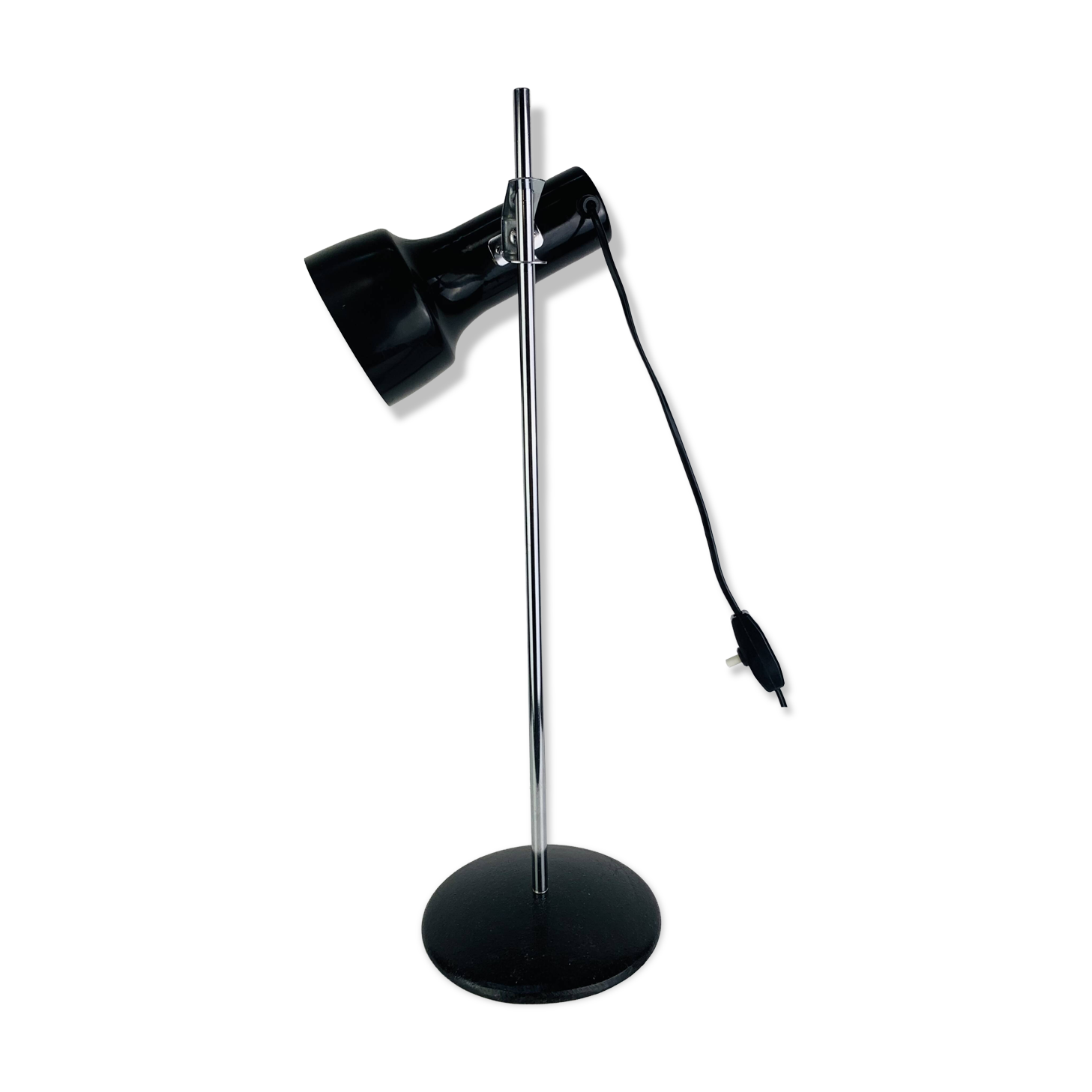 Lampe de bureau spot noir et chrome, années 60, réglable