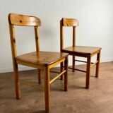 Pair of solid pine chairs, rustic chic feel