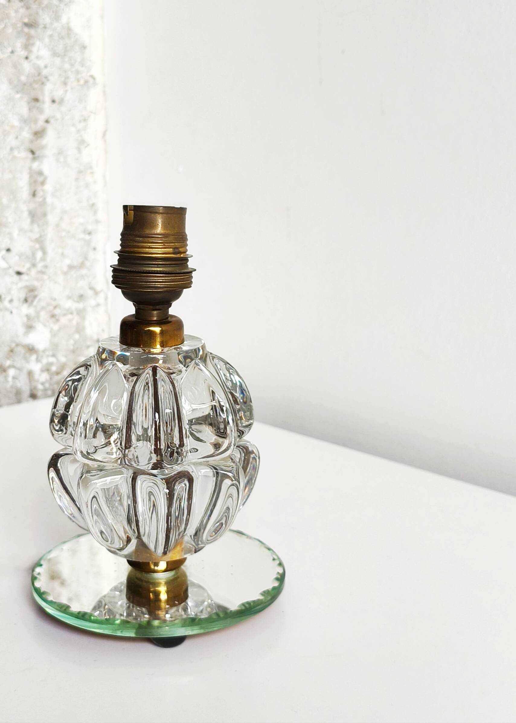Lamp base in crystal, Avesn stone, brass and mirror.