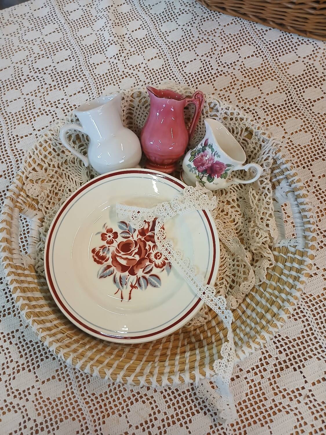 6 mismatched antique soup plates