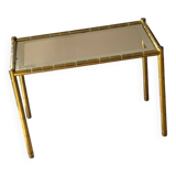 Gilded brass bamboo and smoked glass side table, France 1970