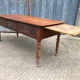 Antique Louis Philippe table in solid cherry and oak with 3 drawers