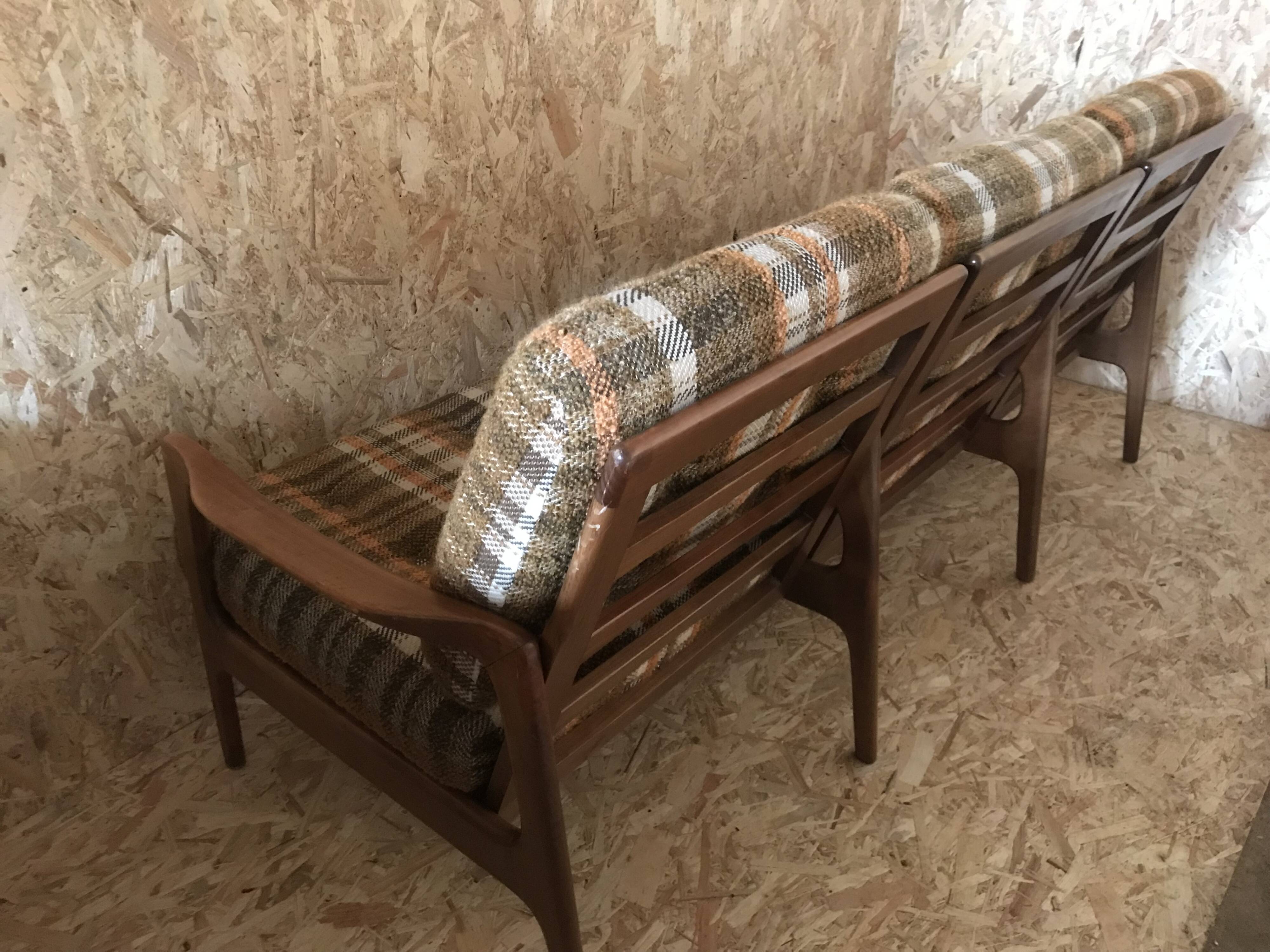 Vintage Scandinavian 3-seater sofa bench