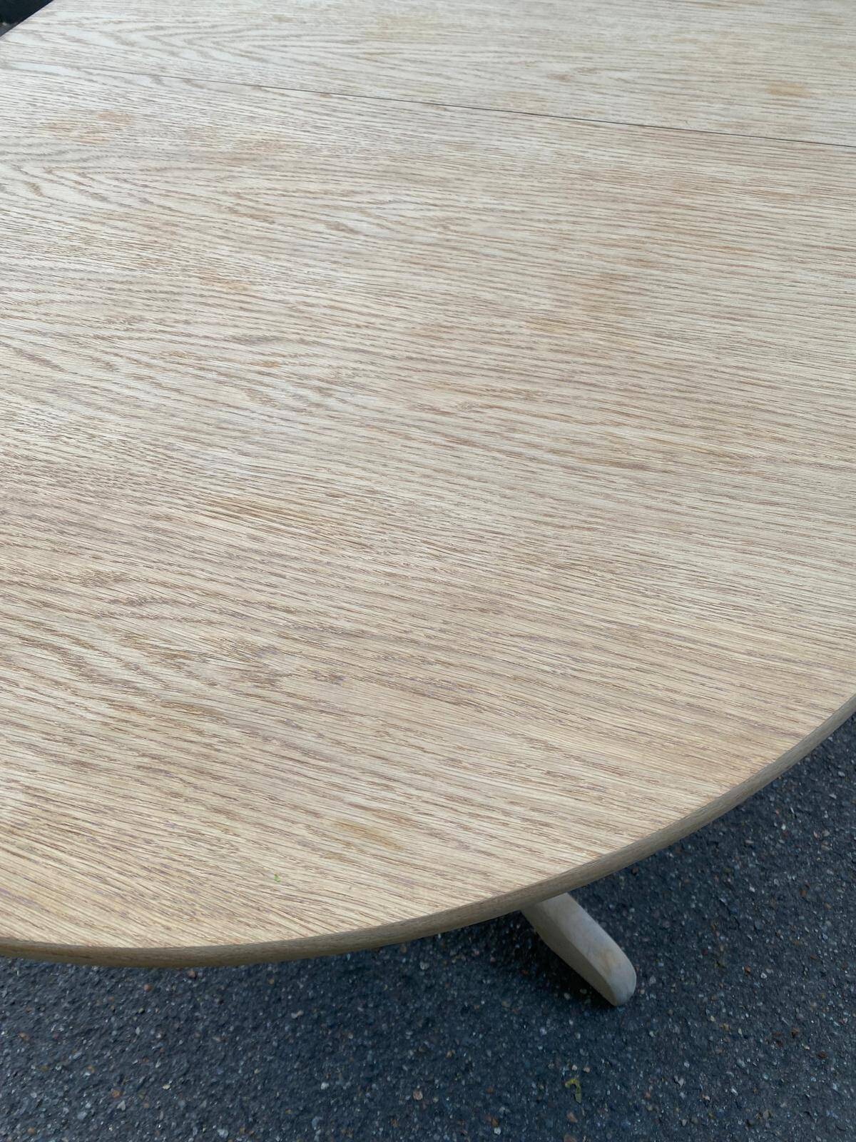 Extendable farmhouse dining table renovated in raw oak 20th century 185cm