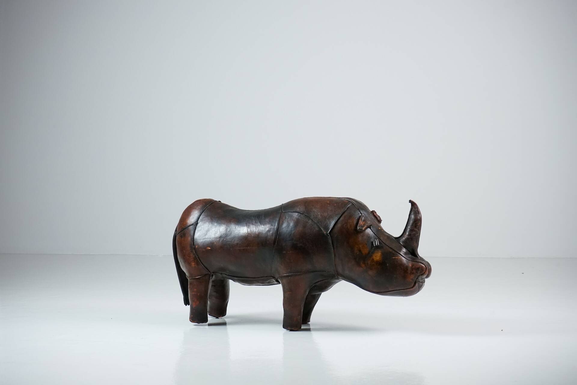 Rhinoceros Leather Footstool by Dimitri Omersa