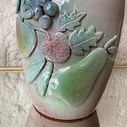 Lampe barbotine artisanale fruits années 70