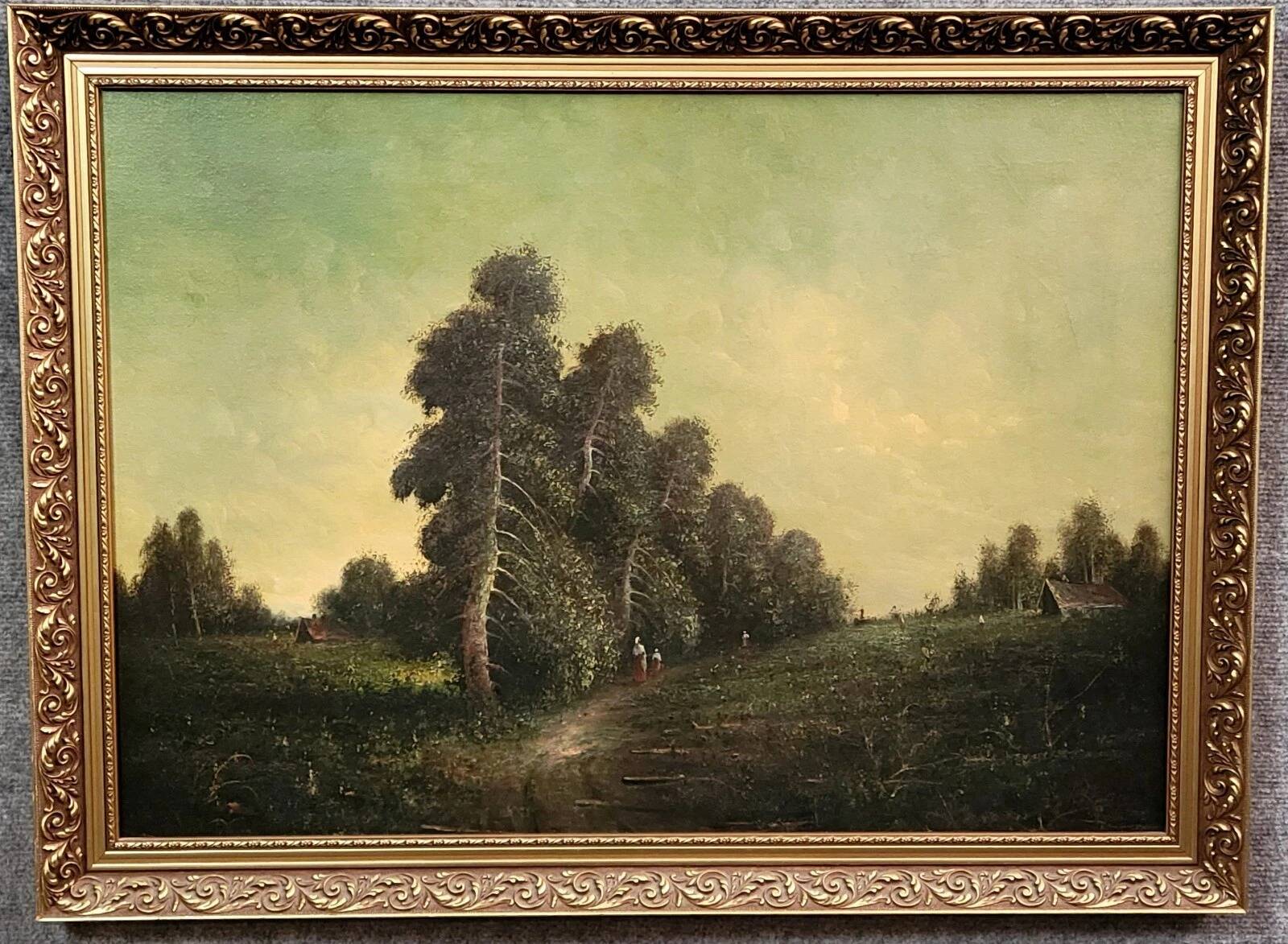 Barbizon School, 19th century: large oil painting on canvas, circa 1850