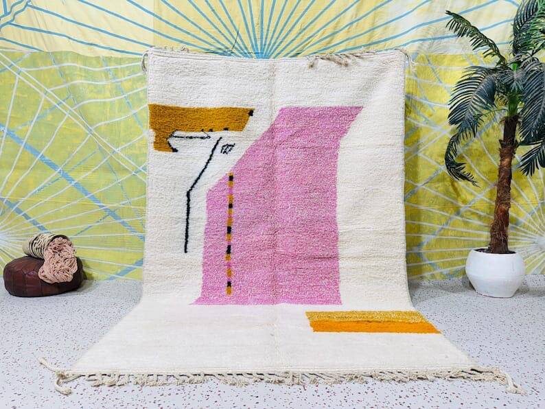 Tapis berbère beni ouraine fait main artisanale taille 100 x 200 cm