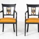 Set of 2 Black and Gold Armchairs and 4 Chairs, Empire style