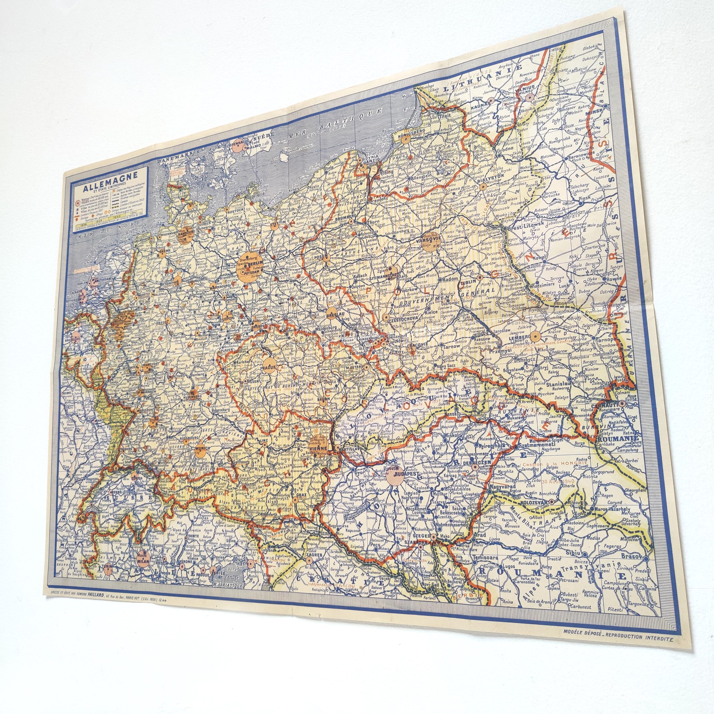 Map Germany and Europe 40s