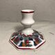 Bougeoir céramique blanche + motifs peints couleurs signé bd vintage