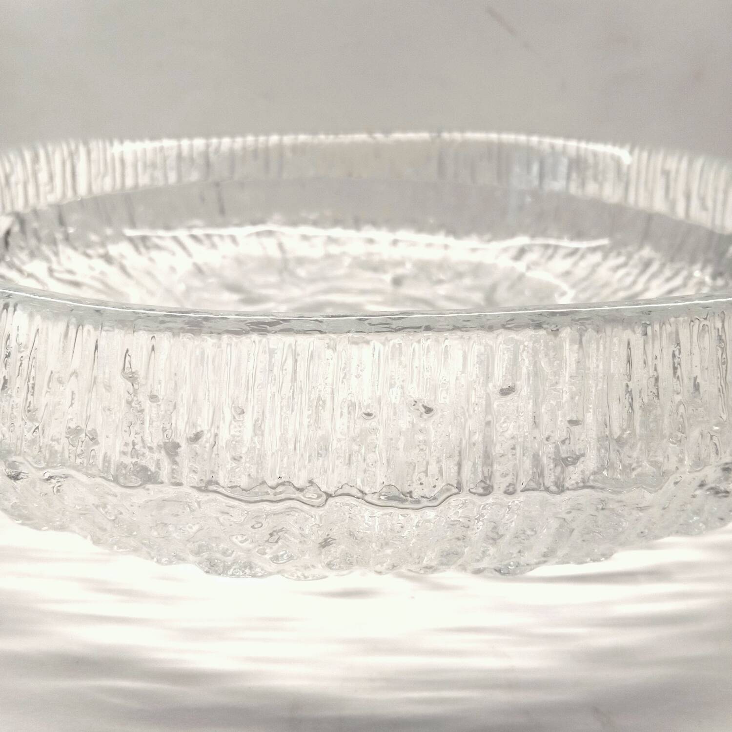 Crystal Bowl Empty Pocket 28 cm Signed Tapio Wirkkala Lunaria Design Finland
