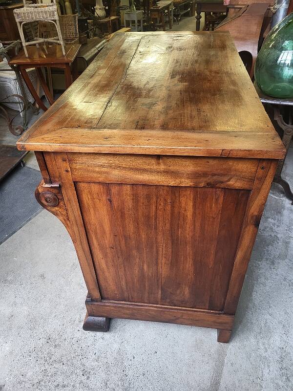 WALNUT STOCK CHEST WITH 4 DRAWERS AND A WOODEN TOP FROM THE 19TH CENTURY