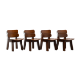 Set of 4 oak Brutalist chairs