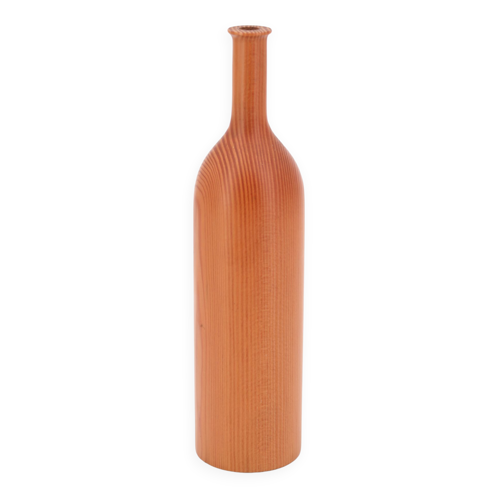 Oregon pine wood bottle vase, 70s