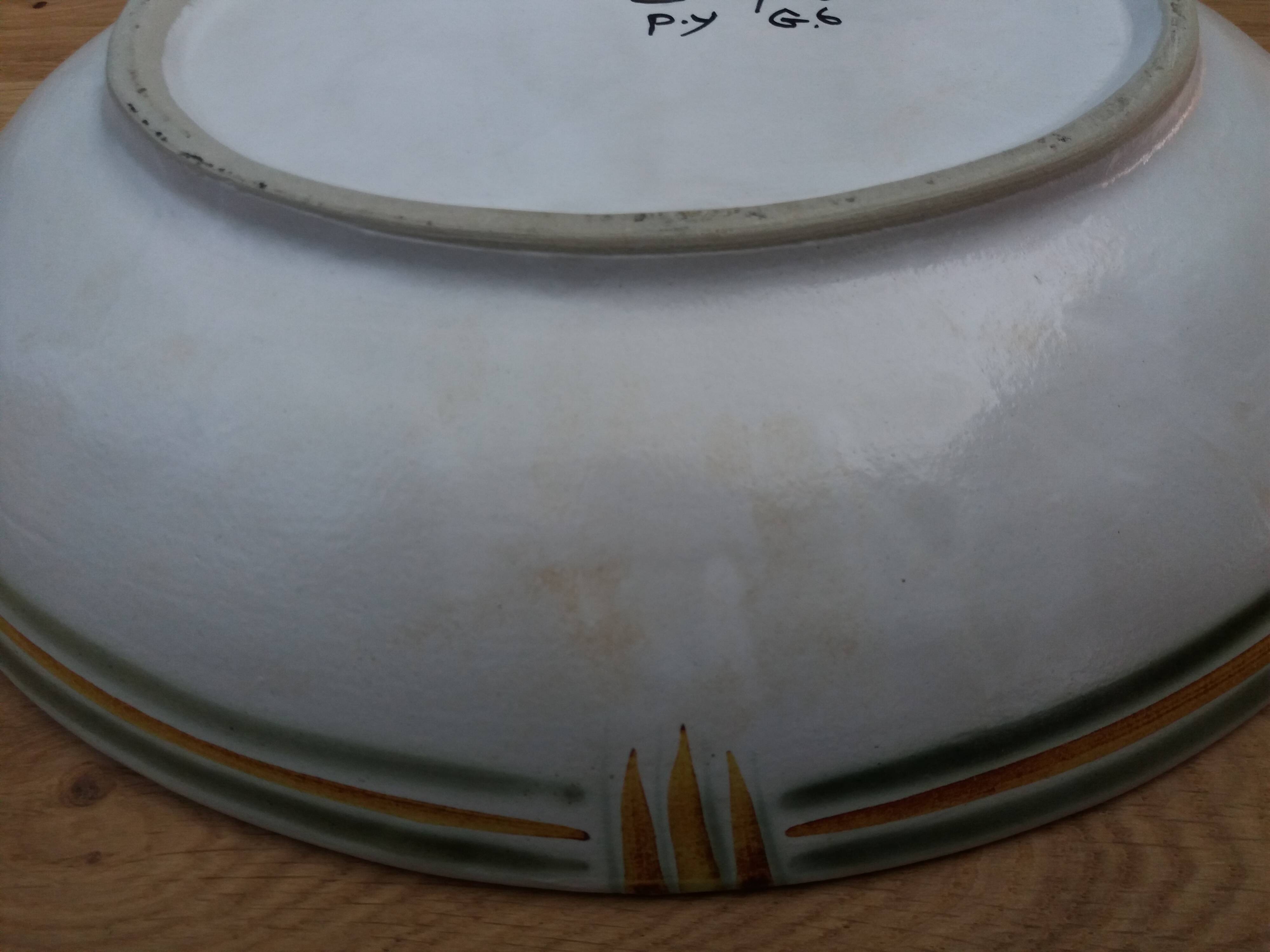 Keraluc Quimper oval flat salad bowl signed Yvonne Pennec