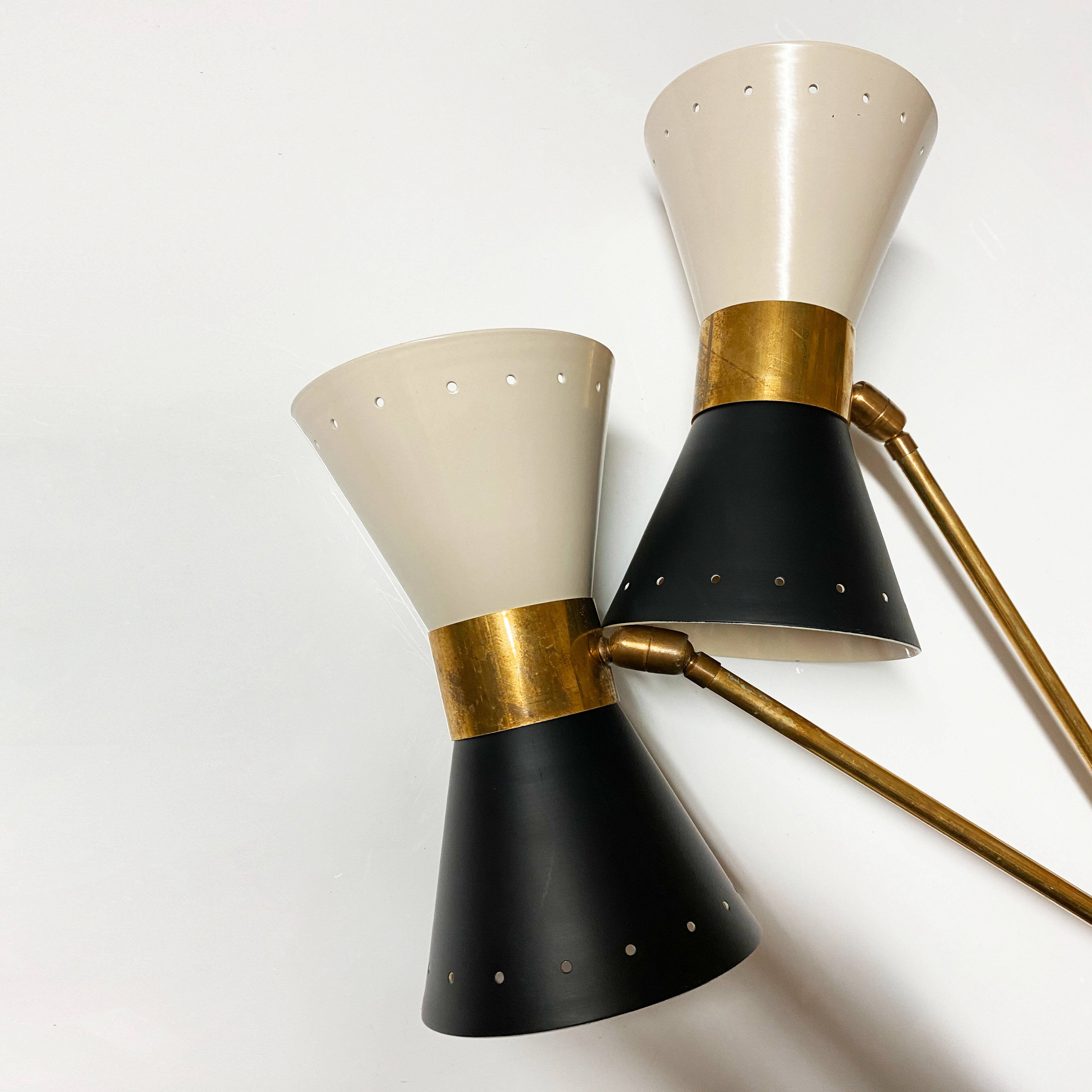 Large double articulated wall lamp design 1950