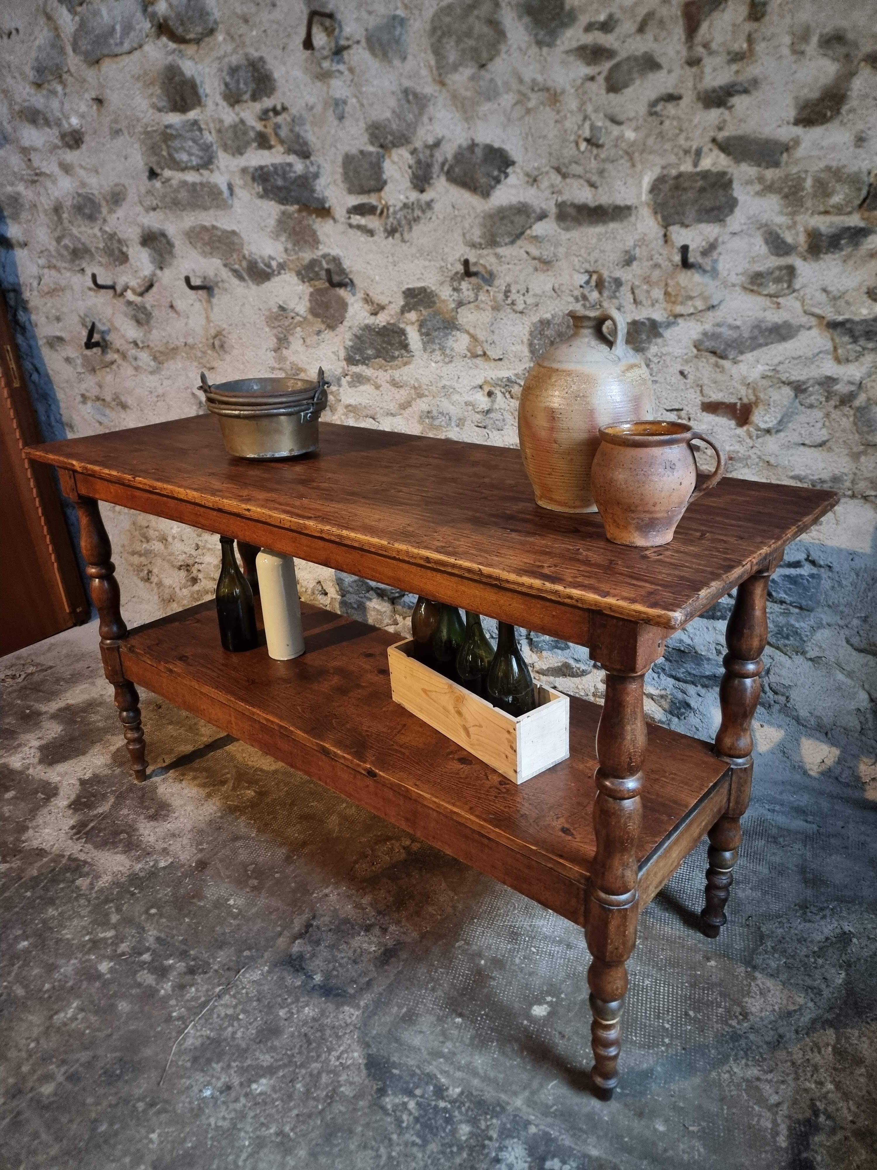 Console / service table or kitchen island French antique, 1880–1920