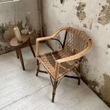 Popular rope, wicker and wood chair