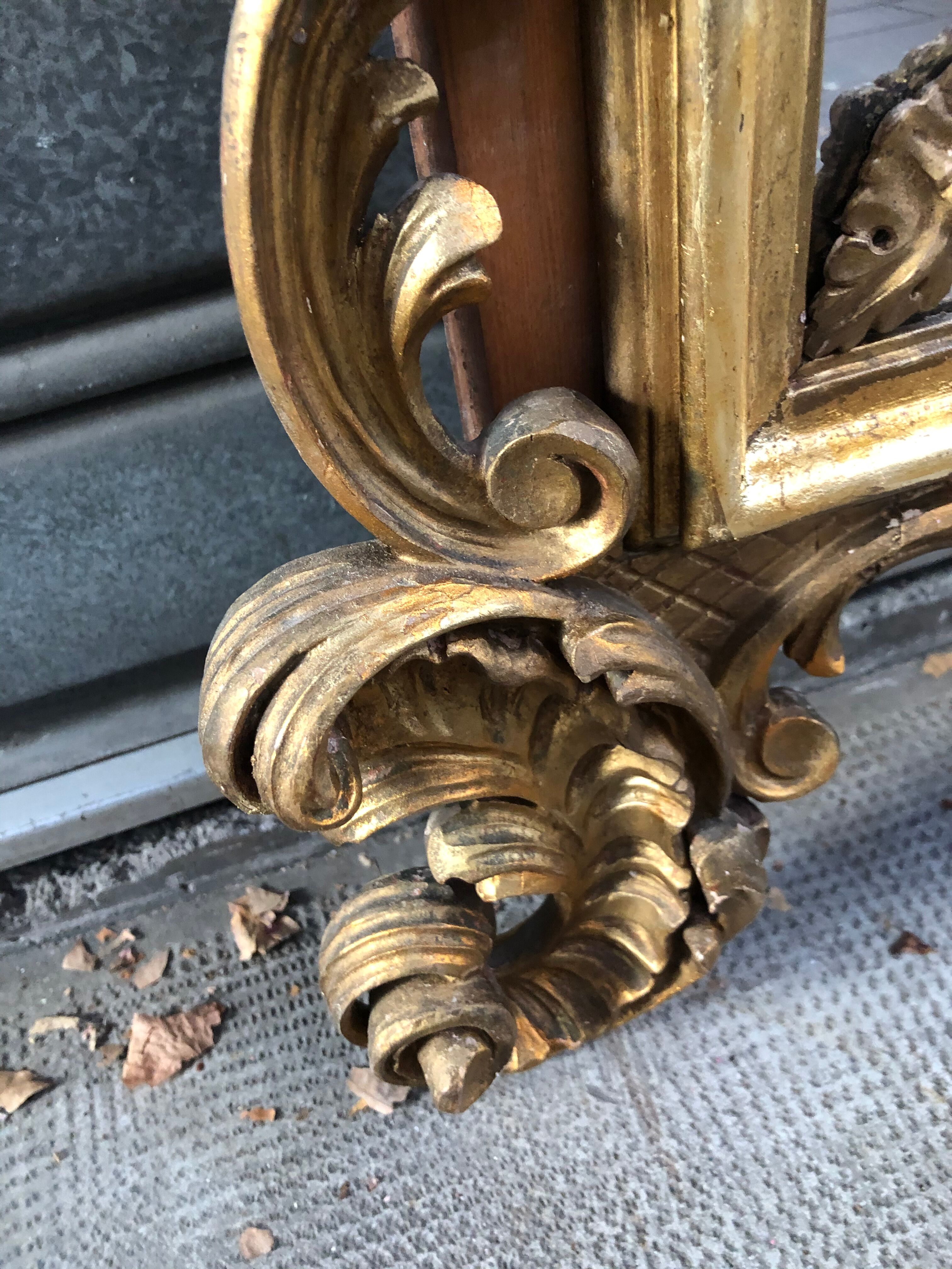 Gilded wooden mirror in baroque style  100x180cm