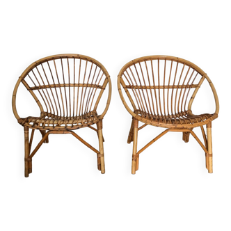 Pair of vintage rattan armchairs