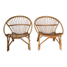 Paire de fauteuils en rotin vintage