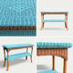 Vintage woven rattan and wicker console